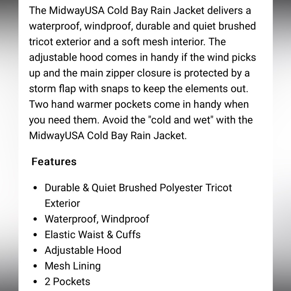 MidwayUSA Men's Cold Bay Rain Jacket Camo Camouflage RealTree APX Hunting Hunt - Picture 4 of 5